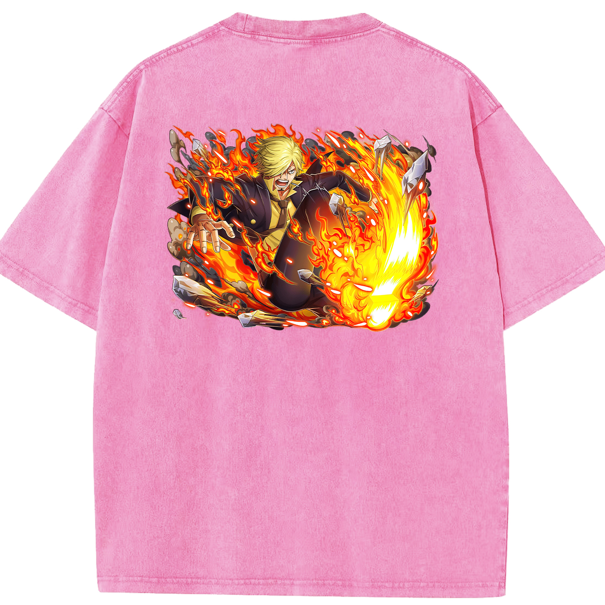 ワンピース サンジ ONE PIECE Sanji 綿100% ヴィンテージ風 半袖Tシャツ（背面プリント）